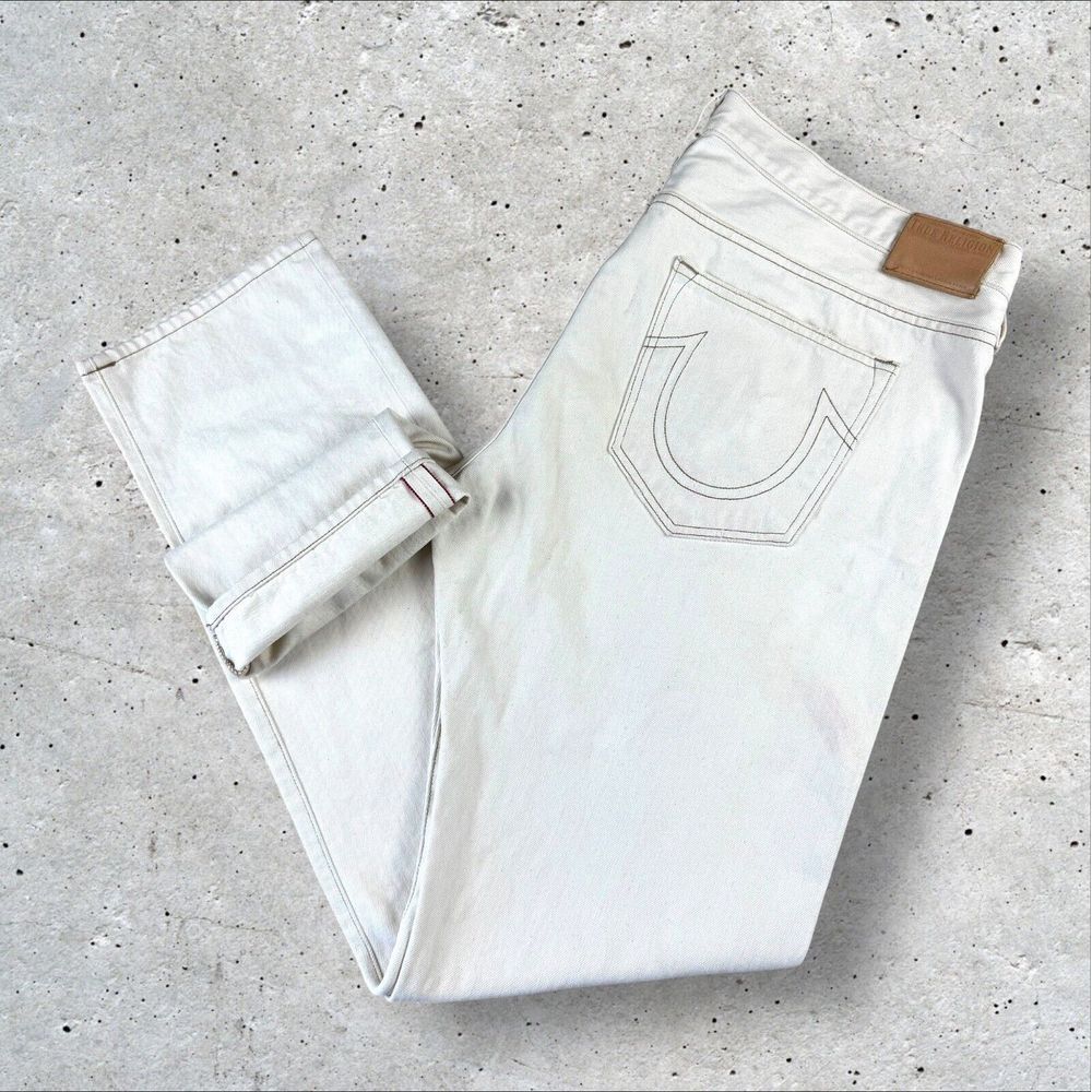 True Religion Limited Ed Selvedge Jeans Men's 40x35 White Rocco Slim